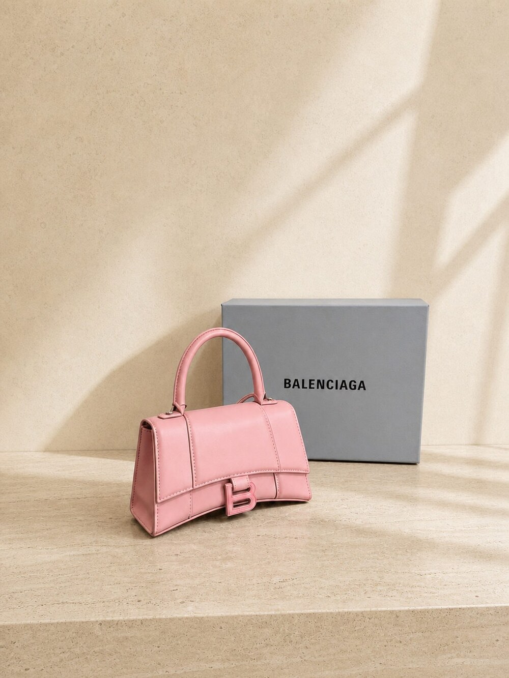 Balenciaga Pink Calfskin Hourglass Top Handle Handbag - Picture 5 of 6